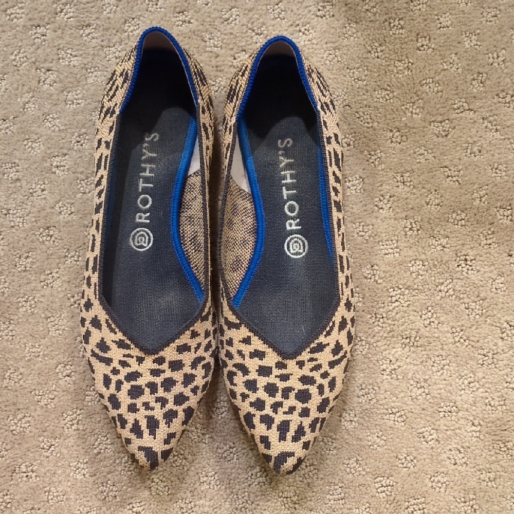 Rothy's Tan and Black Patterned Flats Cheetah Print